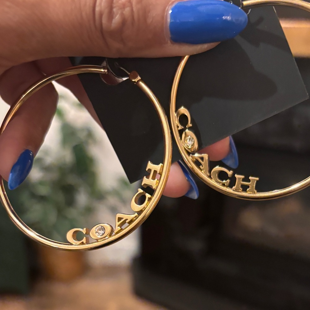Coach Gold Logo Hoop Earrings